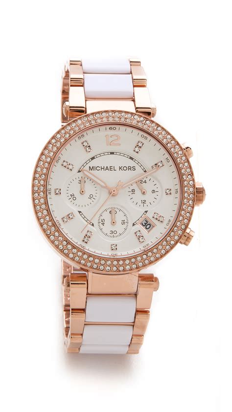 michael kors parker watch rose gold and white|Michael Kors mk5353 best price.